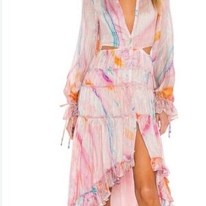 Rococo Sand Pink and Orange Asymmetrical Dress